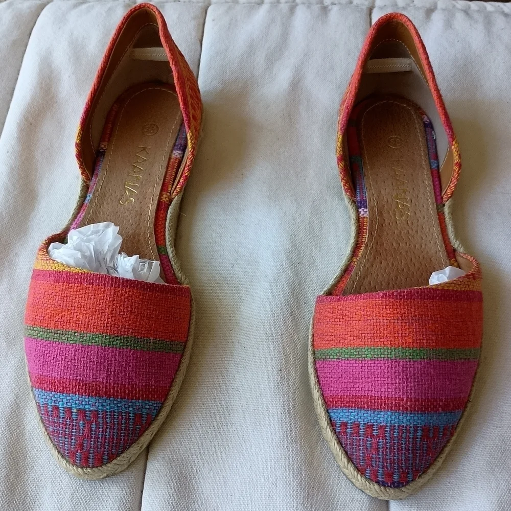 Kaanas Anthropologie Colorful Striped Women's Flats_38